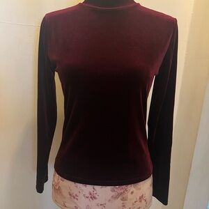 Velvet burgundy mock neck long sleeve top